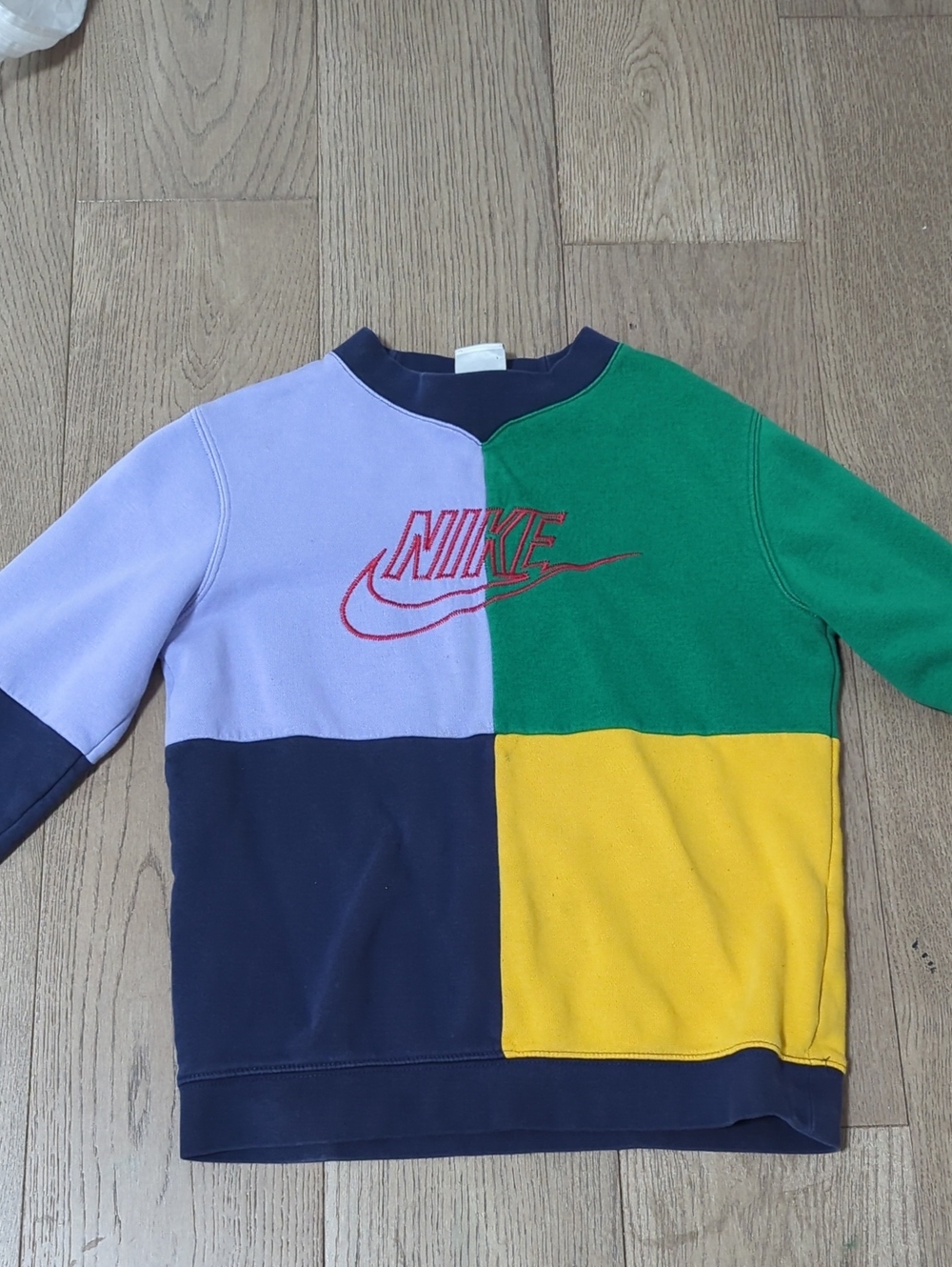 NIKE Boys Colorblock Cut & Sew Blue Ribbon Cotton Sweatshirt Size M